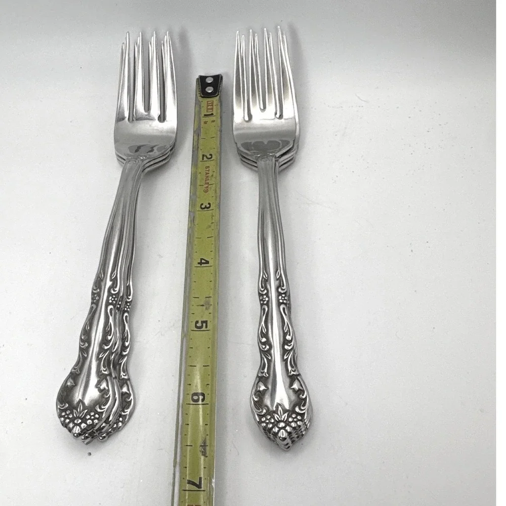 Pfaltzgraff Remembrance Stainless Steel Salad Forks Set of 8 Floral‎ Glossy 6.5